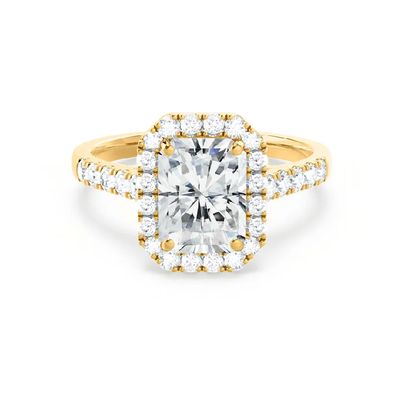 classic gold engagement rings for women-ESME - Radiant Lab Diamond 18k Yellow Gold Halo