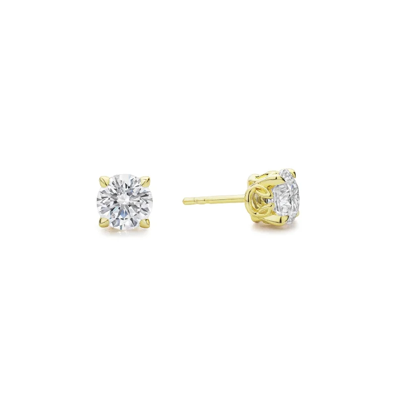 delicate gold earrings for women-Promise Solitaire Stud 7mm - 18K Gold Vermeil + CZ Blanc