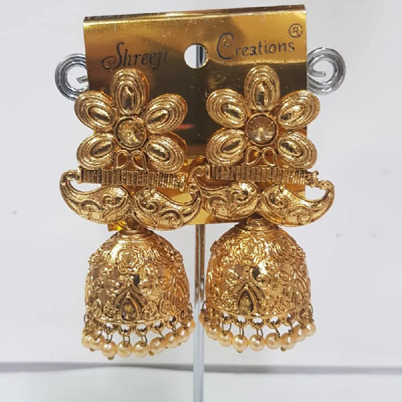 chic earrings for women-Shreeji Gold Plated Jhumki Earrings