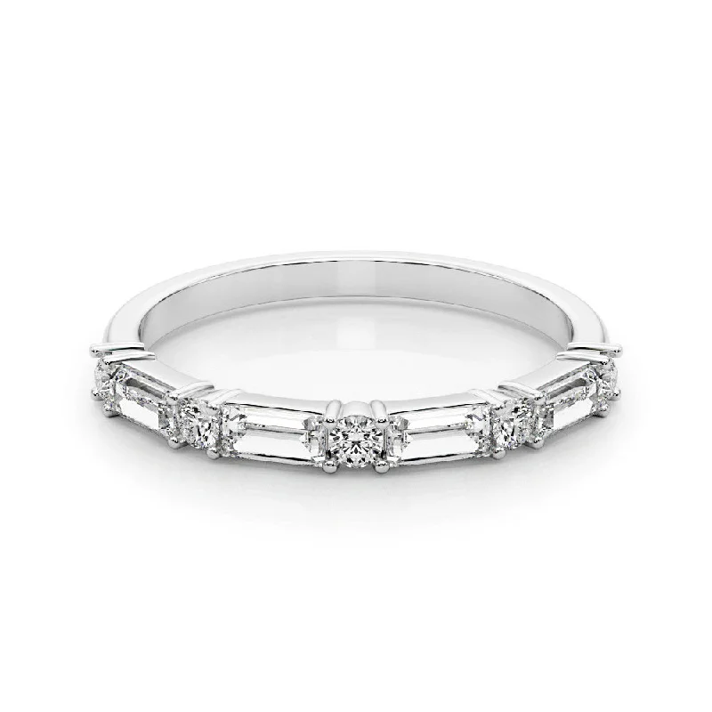 eternity bands for women-0.70 ct. Round And Baguette Diamond Band Shared Prong