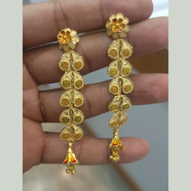 affordable earrings for women-Pari Art Jewellery Forming Gold Dangler Earrings