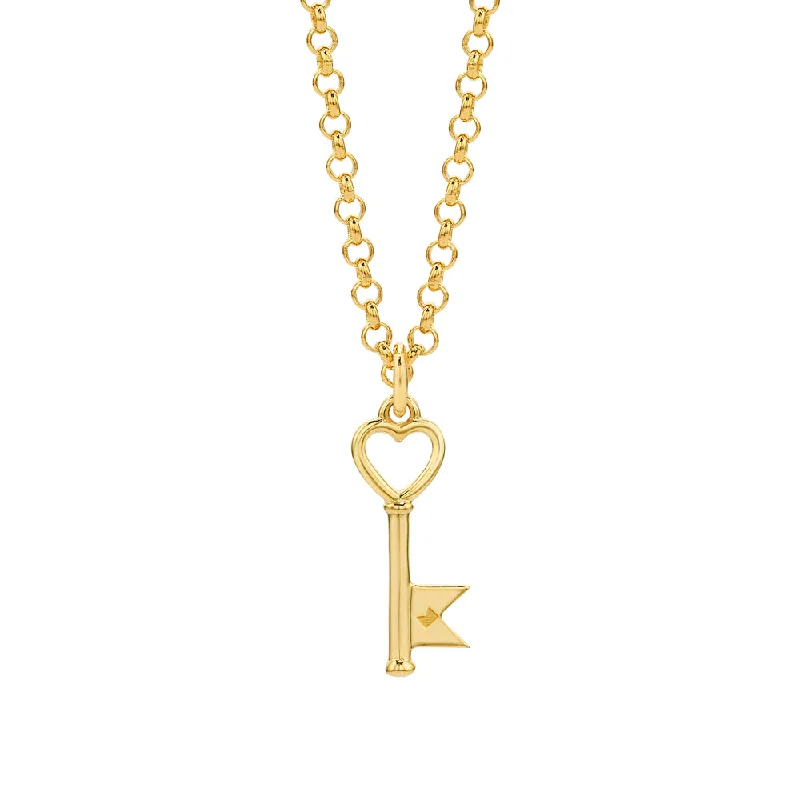 minimalist gold necklaces for women-Karen Walker Super Monogram Key Necklace - 9ct Yellow Gold