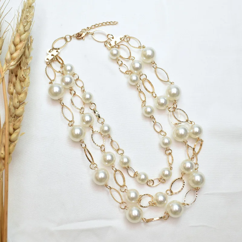 charm necklaces for women-TFC Pearl Wish Gold Plated Layered Necklace