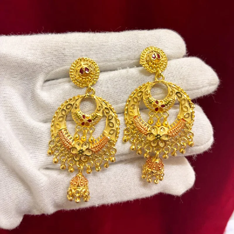 cute earrings for women-Pari Art Jewellery Forming Gold Dangler Earrings