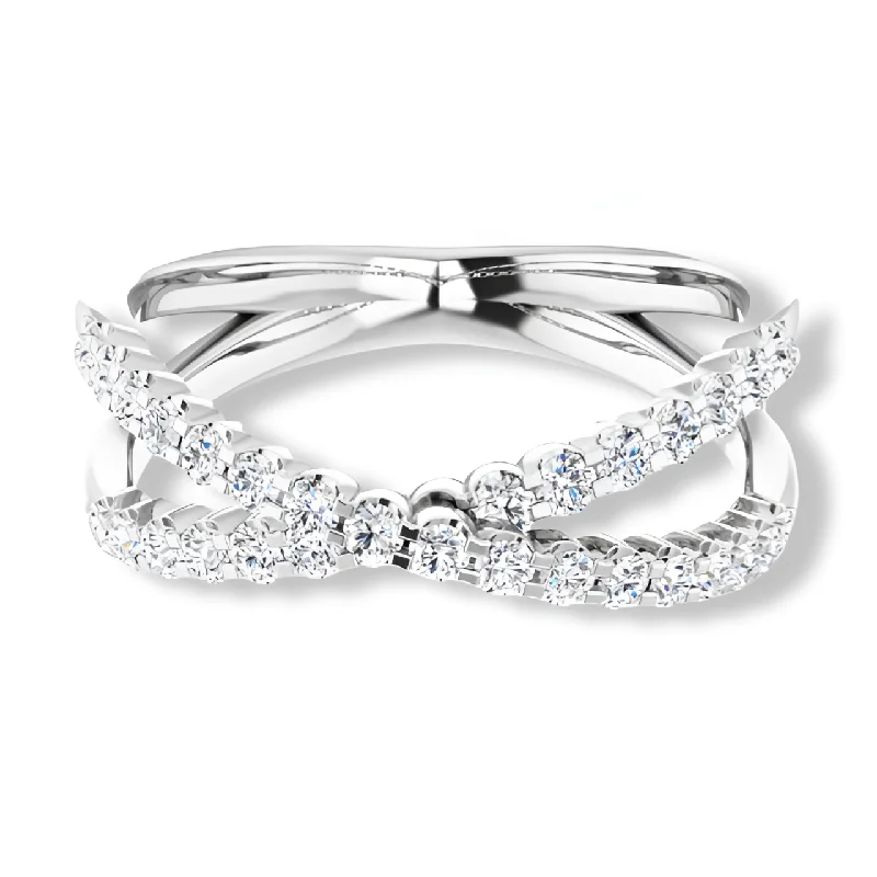 large statement rings for women-Criss Cross Round Diamond Band