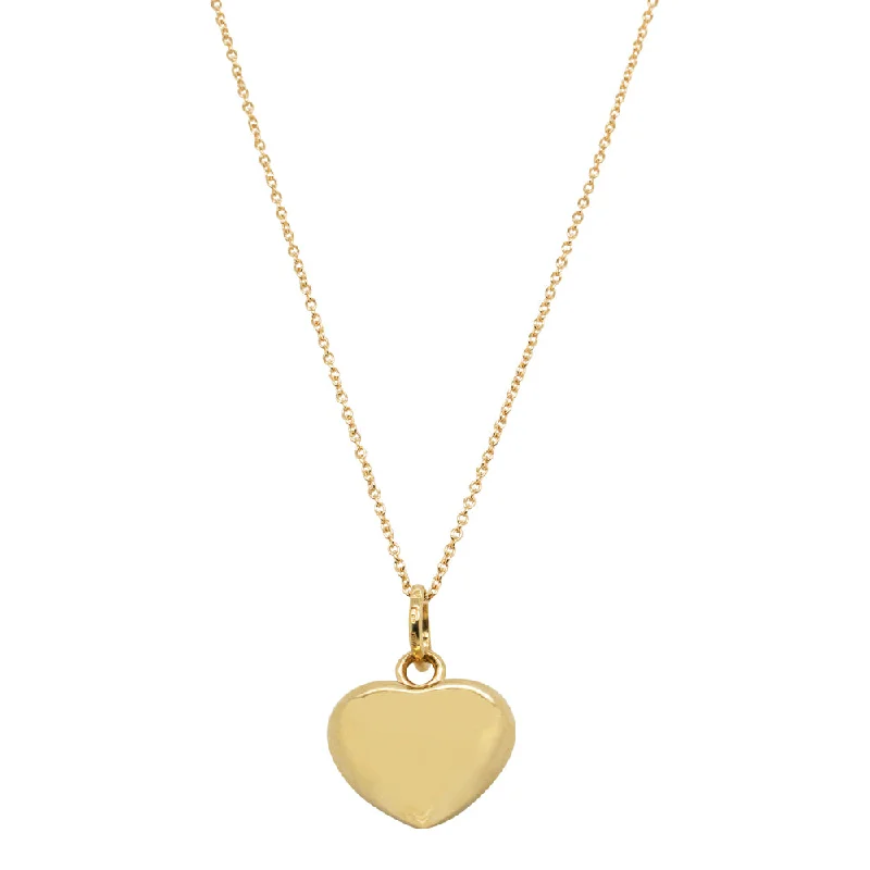 chain necklaces for women-Deja Vu 14ct Yellow Gold Puffed Heart Pendant