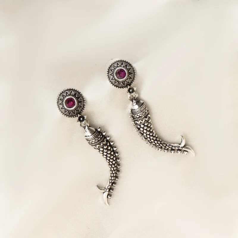 unique stud earrings for women-Nipura Pink Matsya Danglers