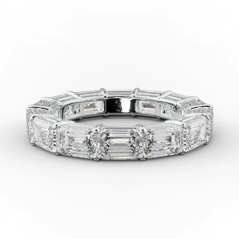 gemstone engagement rings for women-5.0 Carat East West Emerald Cut Diamond Eternity Band