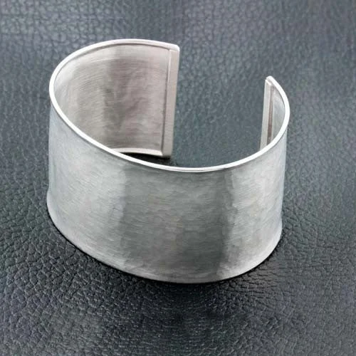 geometric bangles for women-Sterling Silver Wide Cuff Bracelet