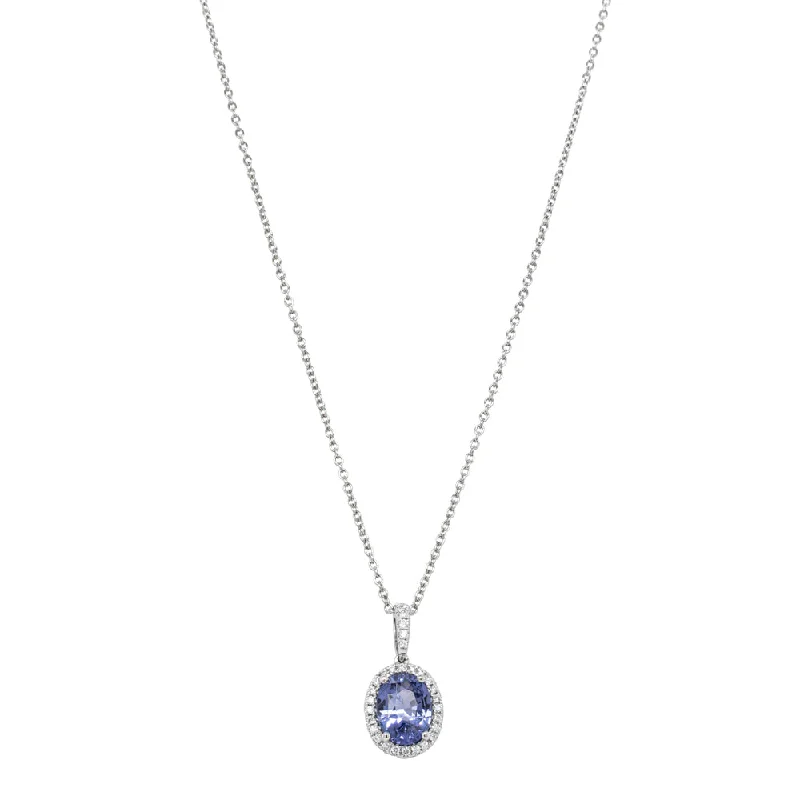 chain necklaces for women-18ct White Gold 2.07ct Sapphire & Diamond Sierra Pendant