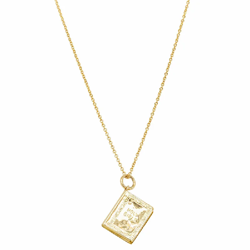 sparkling necklaces for women-Deja Vu 9ct Yellow Gold Hollow Bible Necklace