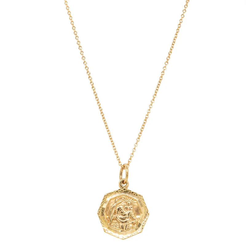 personalized necklaces for women-Deja Vu 9ct Yellow Gold St Christopher Pendant