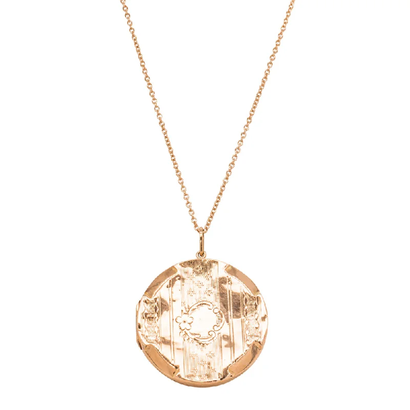 chain necklaces for women-Vintage 9ct Rose Gold Round Locket