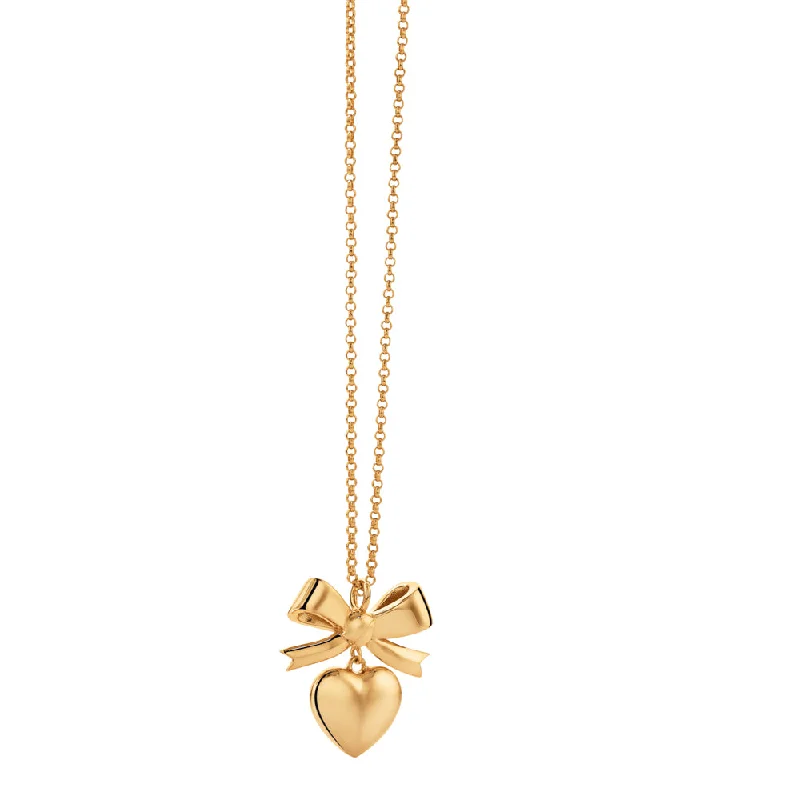 fancy necklaces for women-Karen Walker Super Love Bow Necklace - 9ct Yellow Gold