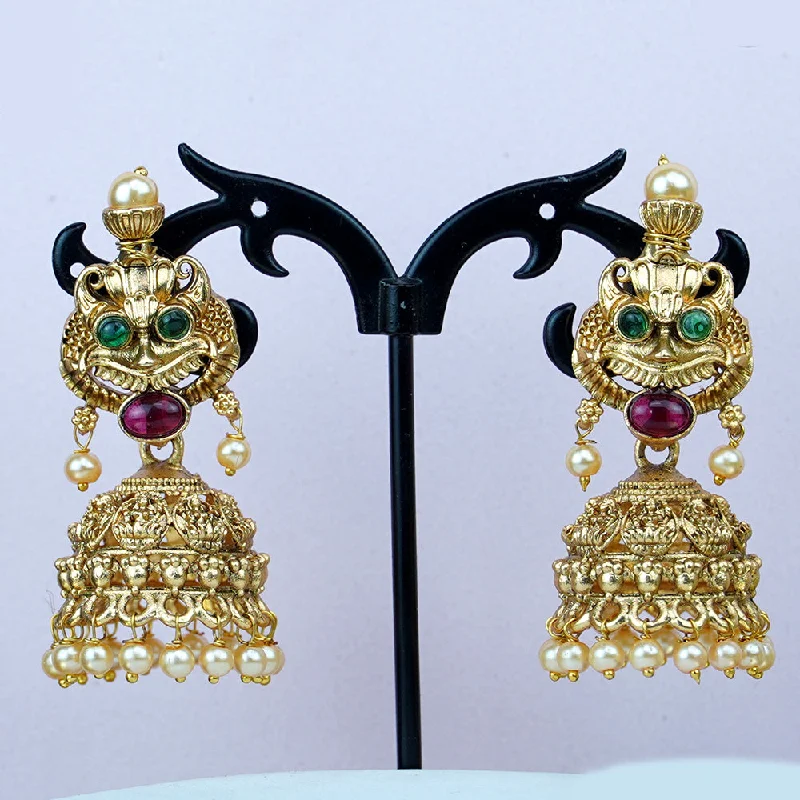 gold-plated earrings for women-Diksha Collection Gold Plated Jhumki Earrings