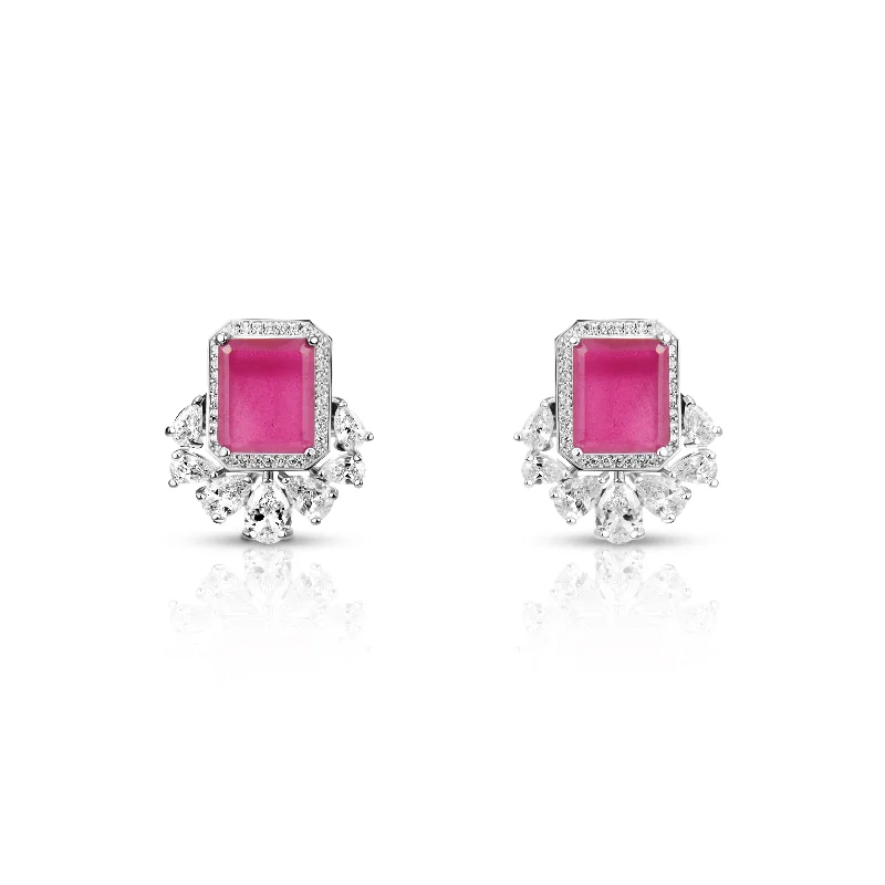 trendy hoop earrings for women-Nipura Imperial Crimson stud earrings