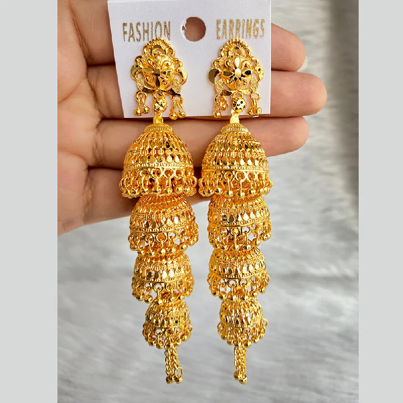 designer earrings for women-Mahavir Dye Gold Dangler Earrings