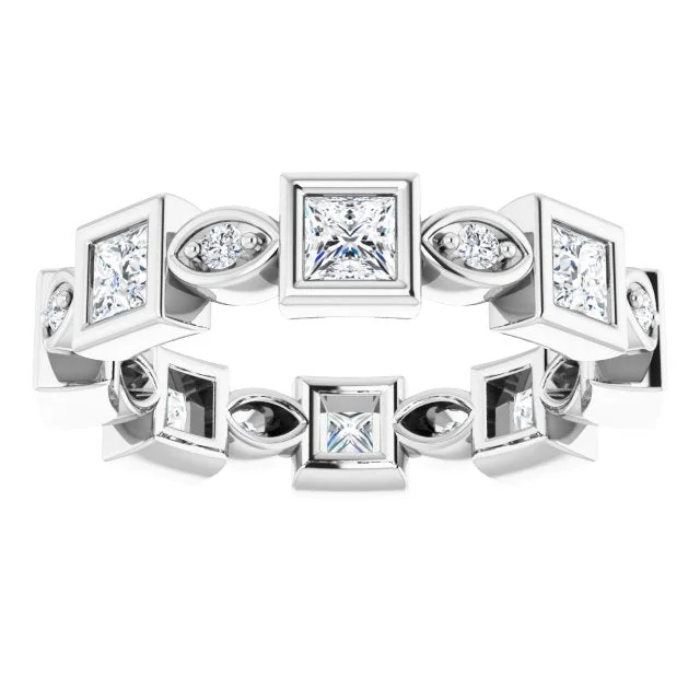 dainty rings for women-1.57 ct. Princess & Round Diamond Eternity Band