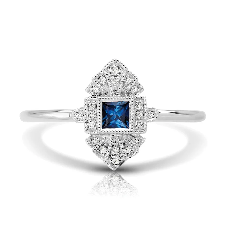 elegant wedding rings for women-Vintage Inspired 0.15 ct. Natural Blue Sapphire Ring