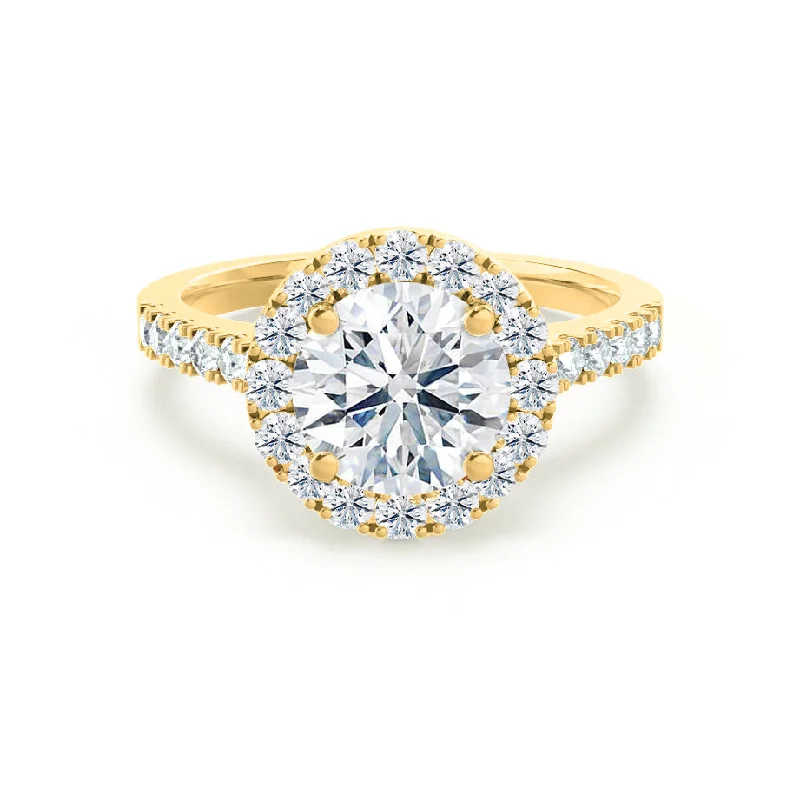 exquisite engagement rings for women-CECILY - Round Lab Diamond 18k Yellow Gold Shoulder Set Ring