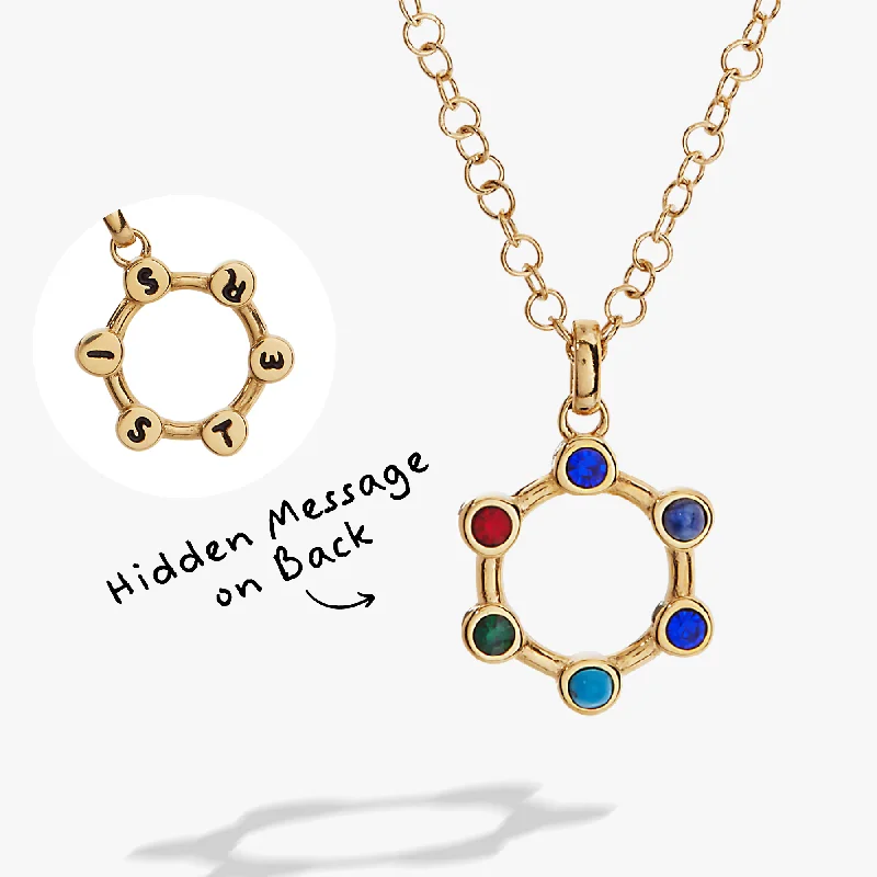 sapphire necklaces for women-Hidden Message 'Sister' Crystal Necklace