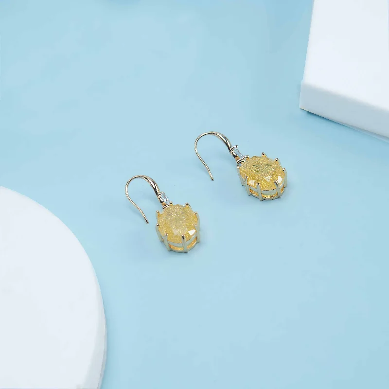 geometric earrings for women-Nipura Golden Sunglow Drop Earrings