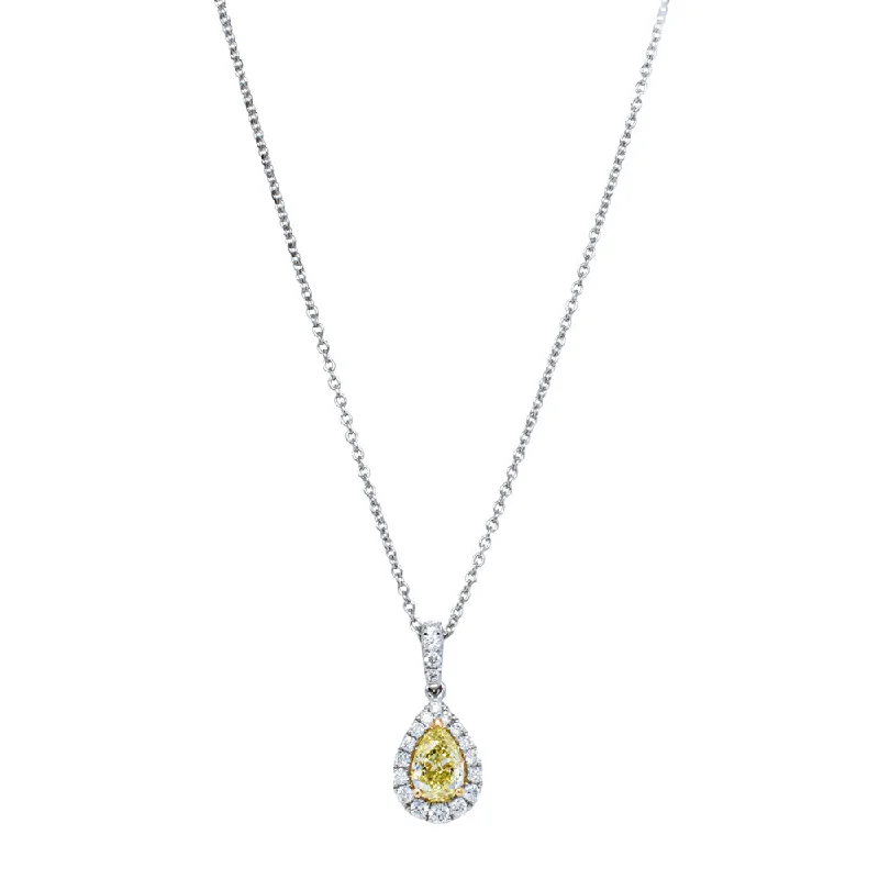 trendy necklaces for women-18ct White Gold .72ct Yellow Diamond Necklace