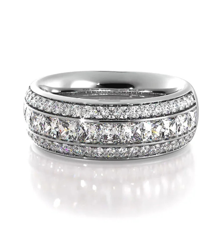 wedding ring sets with gemstones for women-1.56 ct. Princess And Round Diamond Wedding Band