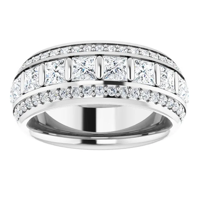 chic rings for women-2.73 ct. Princess & Round Triple Row Diamond Eternity Band