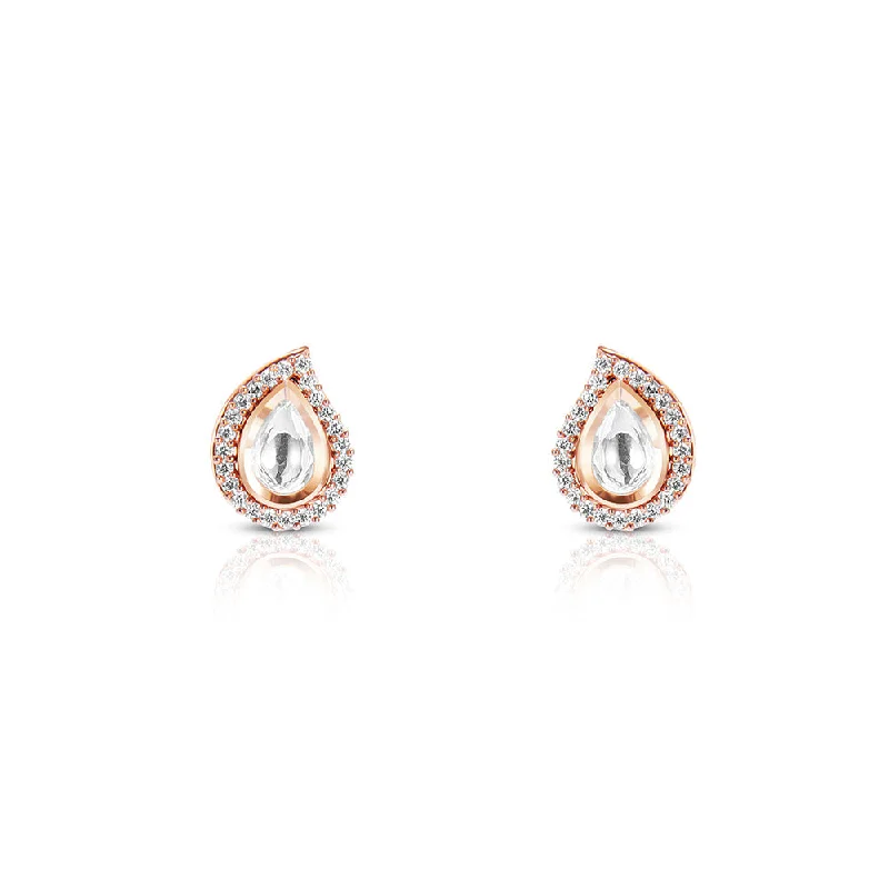 elegant earrings for women-Nipura Rosegold Studded Paisley earrings