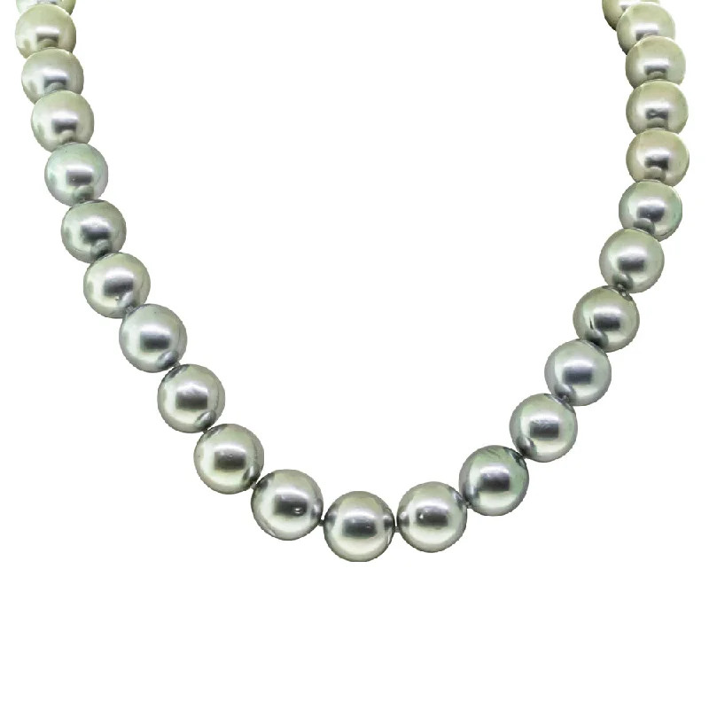 diamond-studded necklaces for women-9ct White Gold Tahitian Black Pearl Strand