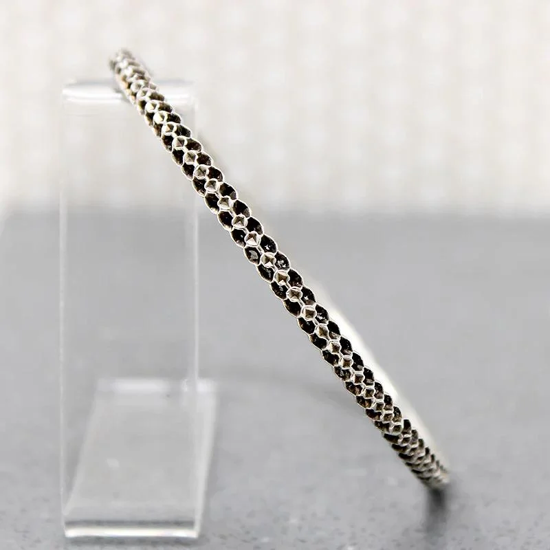 luxury gold bangles for women-Vintage Sterling Honeycomb Bangle Bracelet