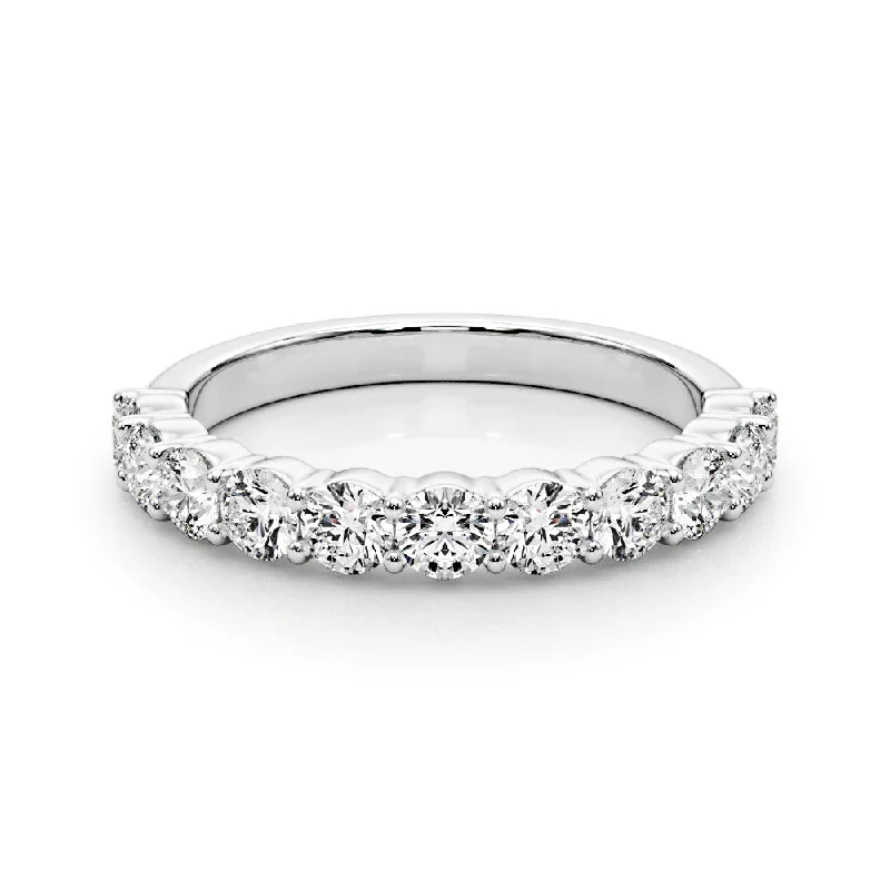 stylish rings for women-1.00 ctw. Classic Shared Prong Half Way Round Diamond Wedding Ring