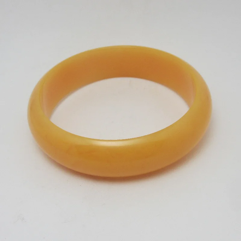 romantic charm bangles for women-Amber Plastic Bangle Bracelet Vintage c1960