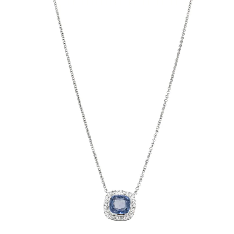 layered necklaces for women-18ct White Gold 2.19ct Sapphire & Diamond Isla Pendant