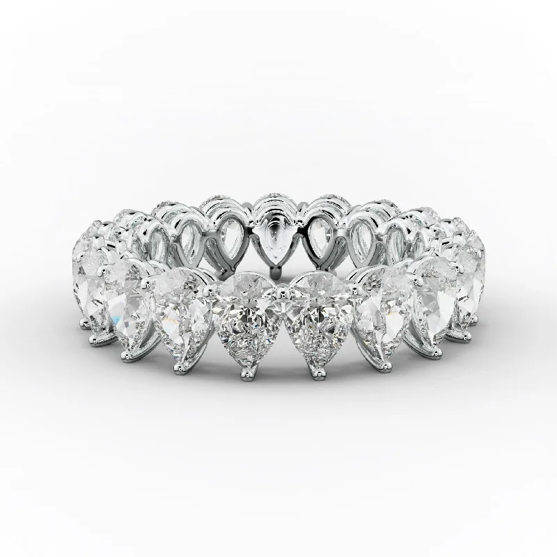 luxurious diamond rings for women-4.0 Carat Pear Shape Diamond Eternity Band Shared Prong